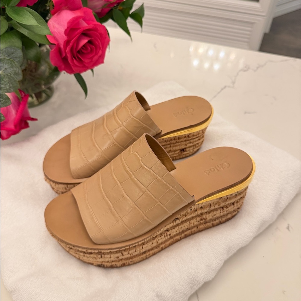 Chloe Camille Platform Slide Sandals Authentic
